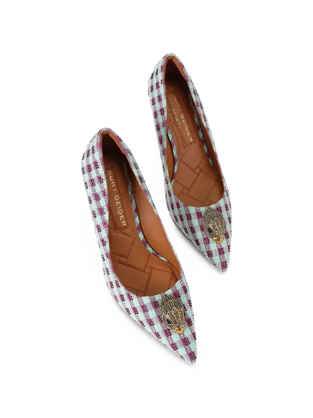 Kurt Geiger London crystal-embellished Eagle Head pumps Paars