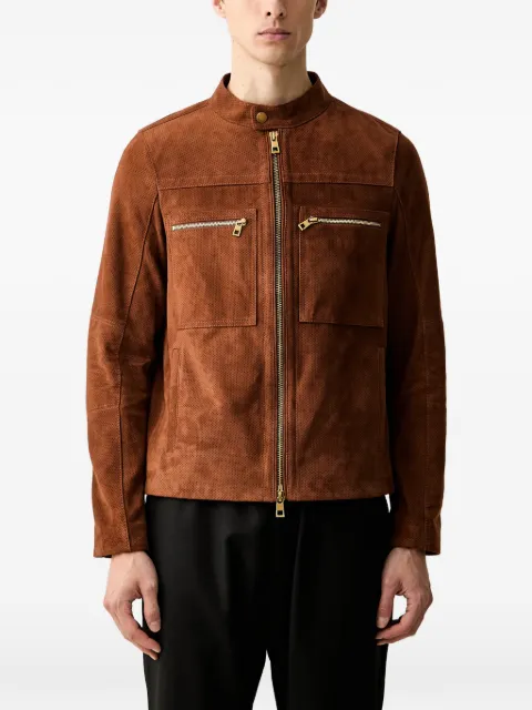 Michael Kors suede double-zip racer jacket