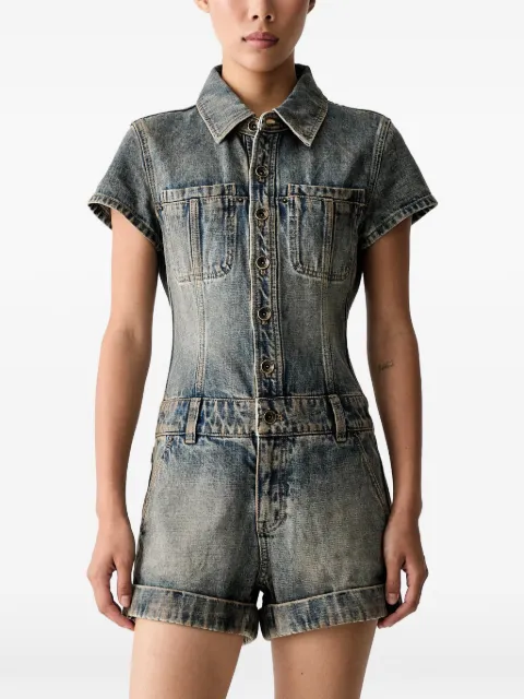 Miss Sixty patchwork-logo denim playsuit