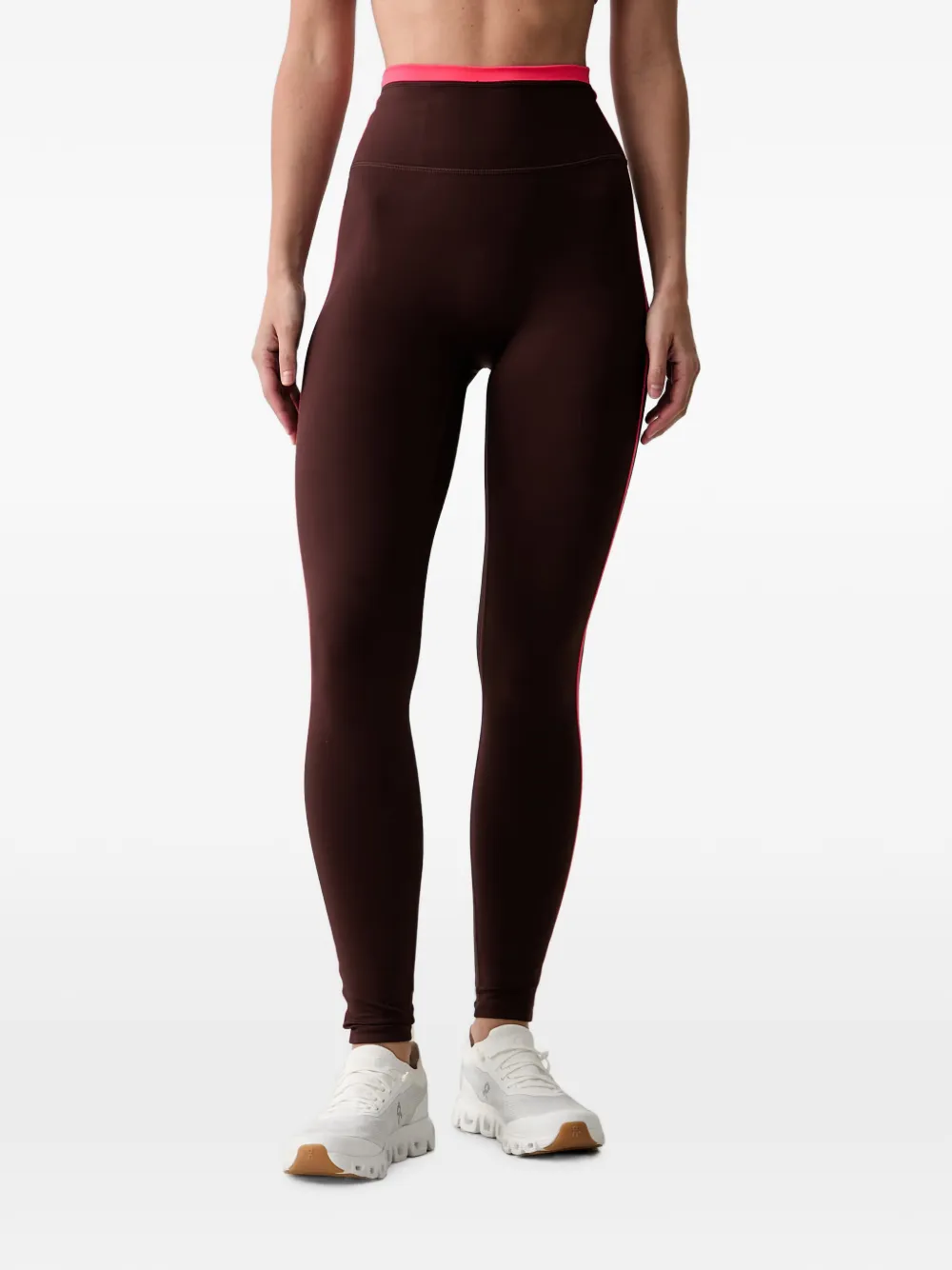 P.e Nation Logo-print Side-stripe Leggings In Brown