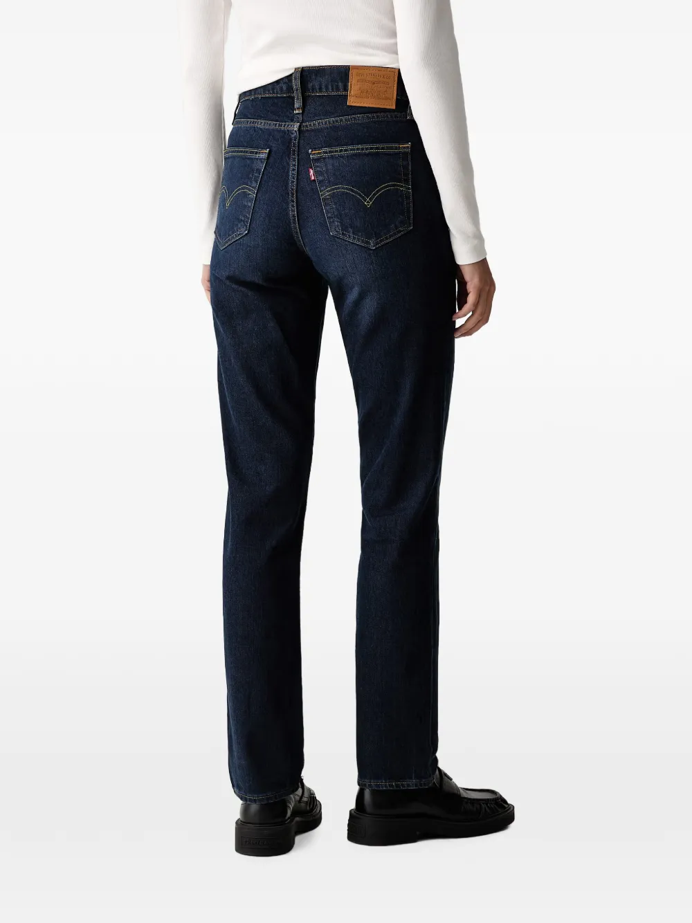 Levi's logo-patch straight-leg jeans Blauw