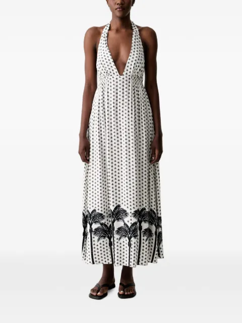 Marc O'Polo vestido con palmeras estampadas y cuello halter