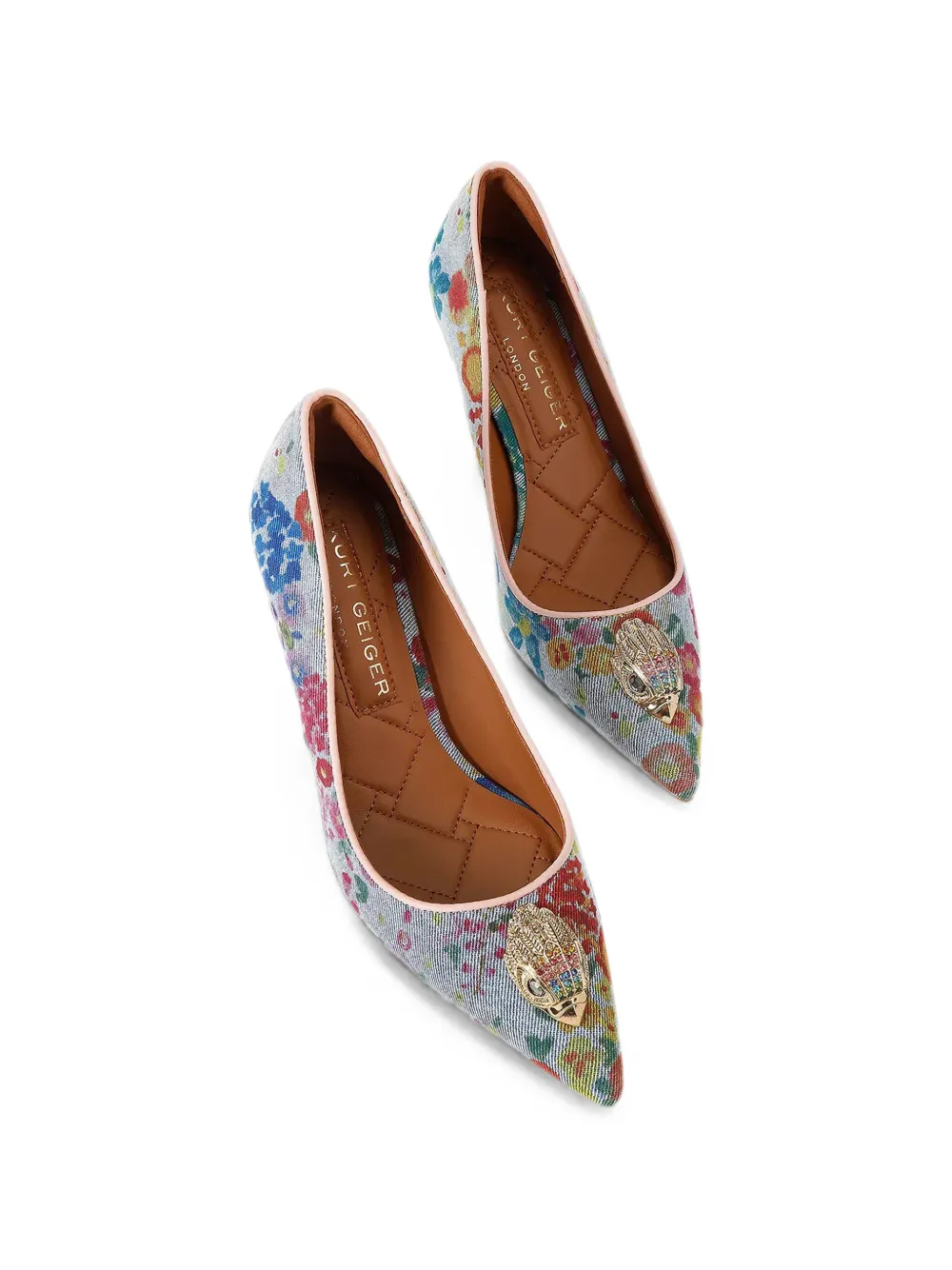 Kurt Geiger London floral-print crystal-embellished pumps Blauw
