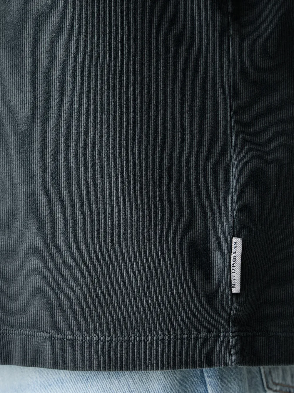 Marc O'Polo Geribbeld T-shirt met borstzak Grijs