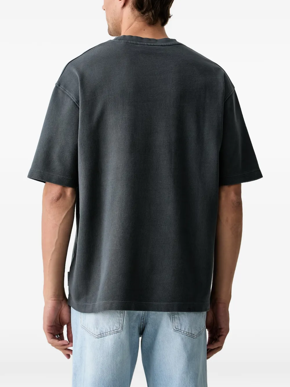 Marc O'Polo Geribbeld T-shirt met borstzak Grijs