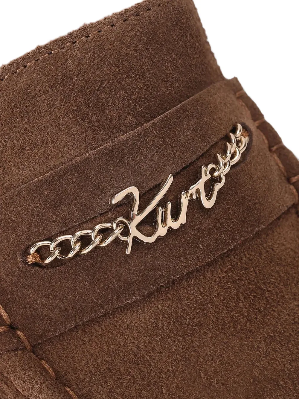 Kurt Geiger London logo-plaque suede loafers Bruin