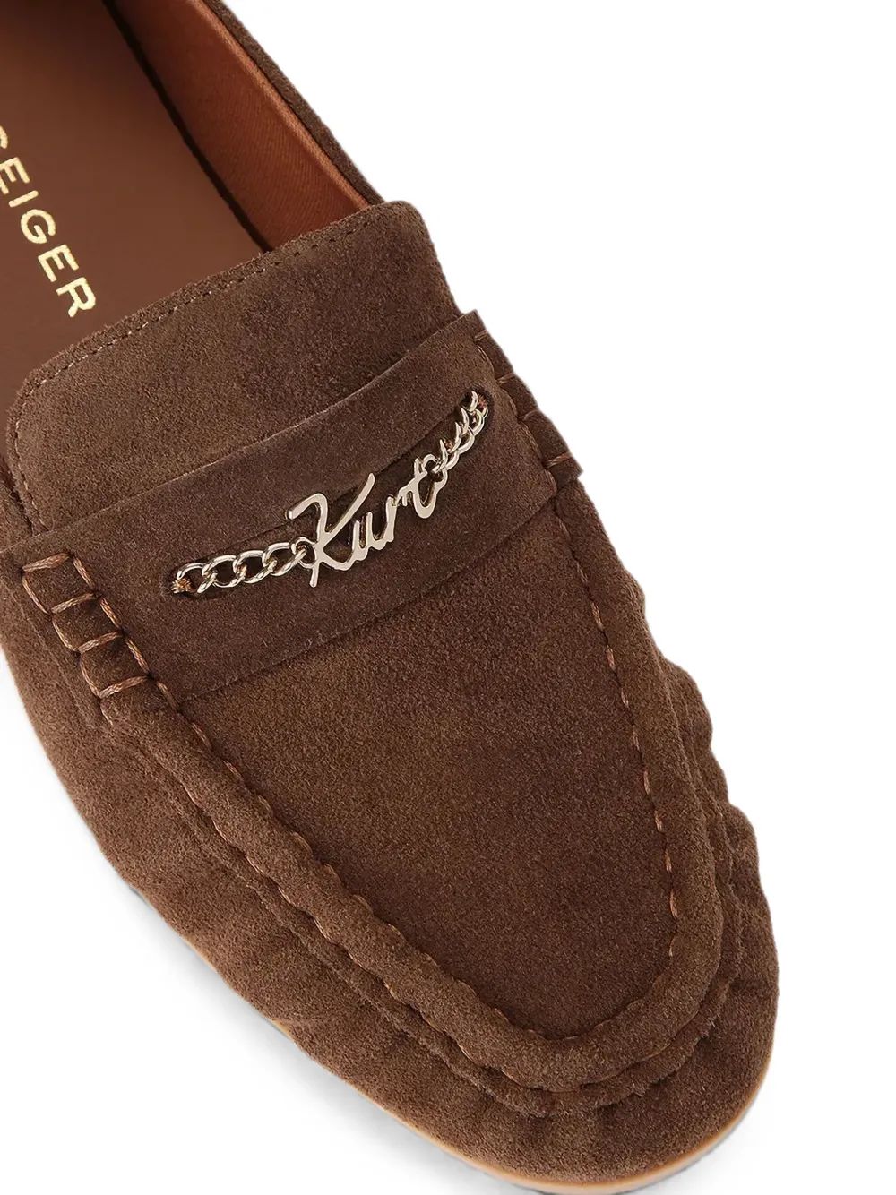 Kurt Geiger London logo-plaque suede loafers Bruin