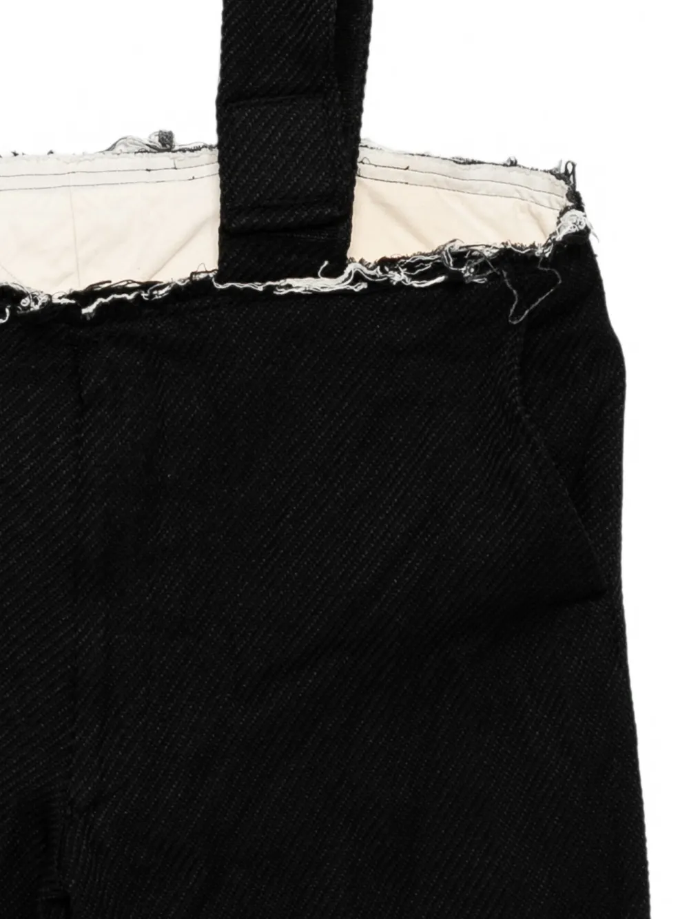Comme des Garçons Homme Plus Broek met franje en bretels Zwart