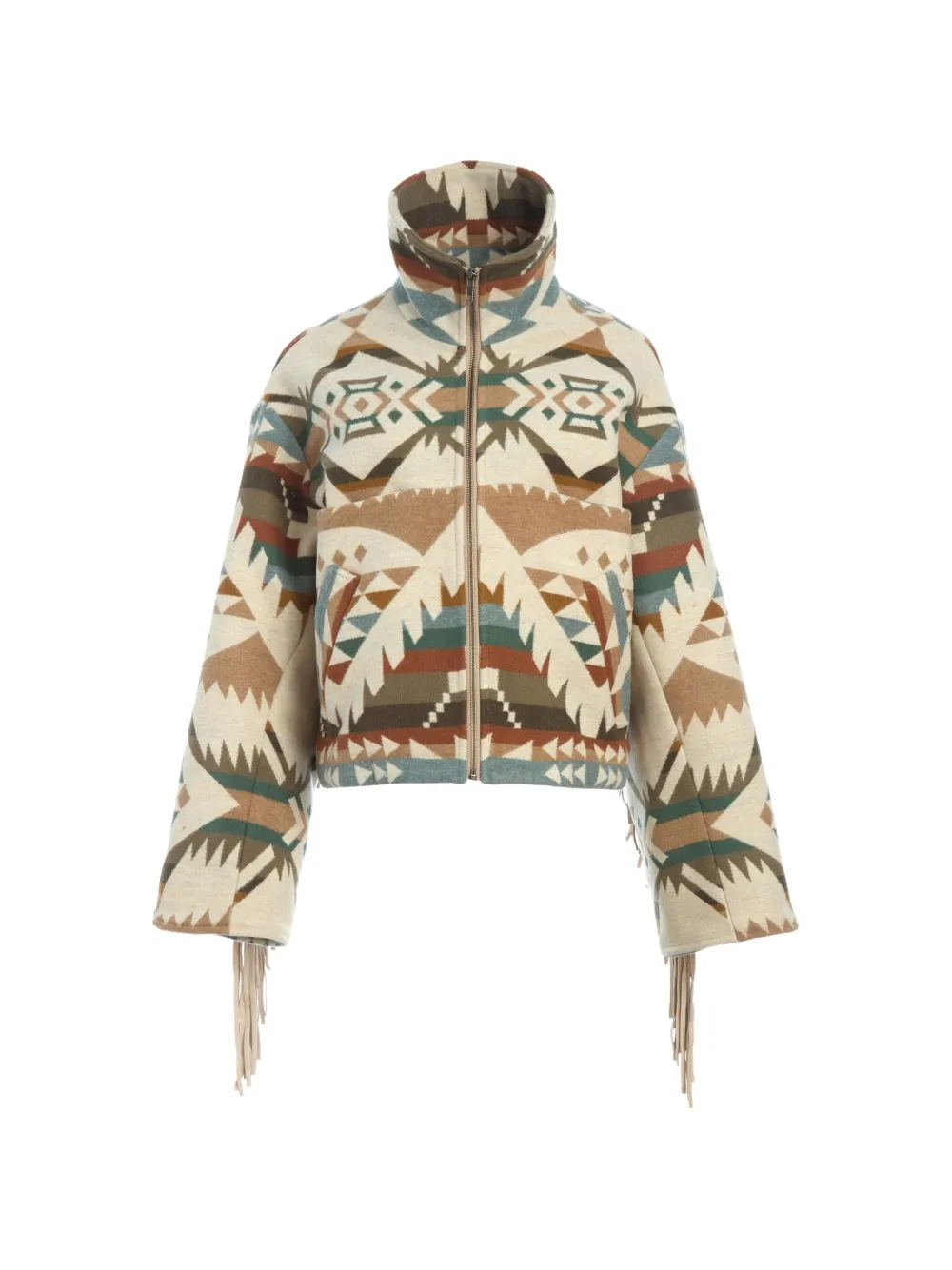 Lindsey Thornburg Archer fringed geometric-pattern jacket - Neutrals