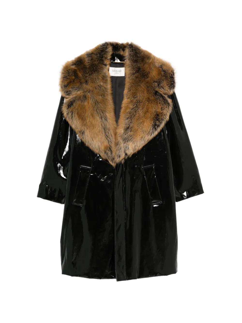 Saint Laurent patent-finish coat - Schwarz