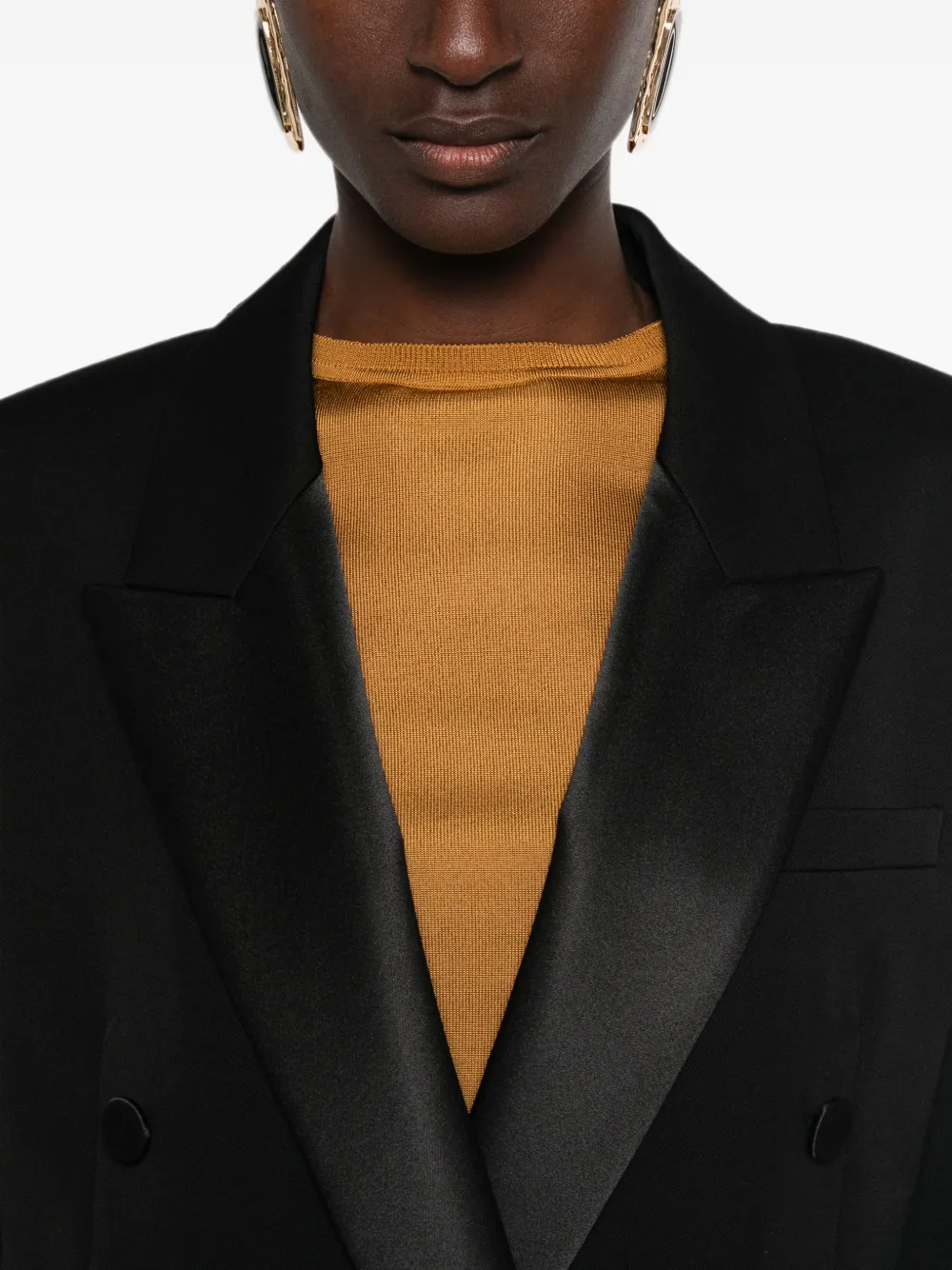 Saint Laurent double-breasted peak-lapels blazer Zwart