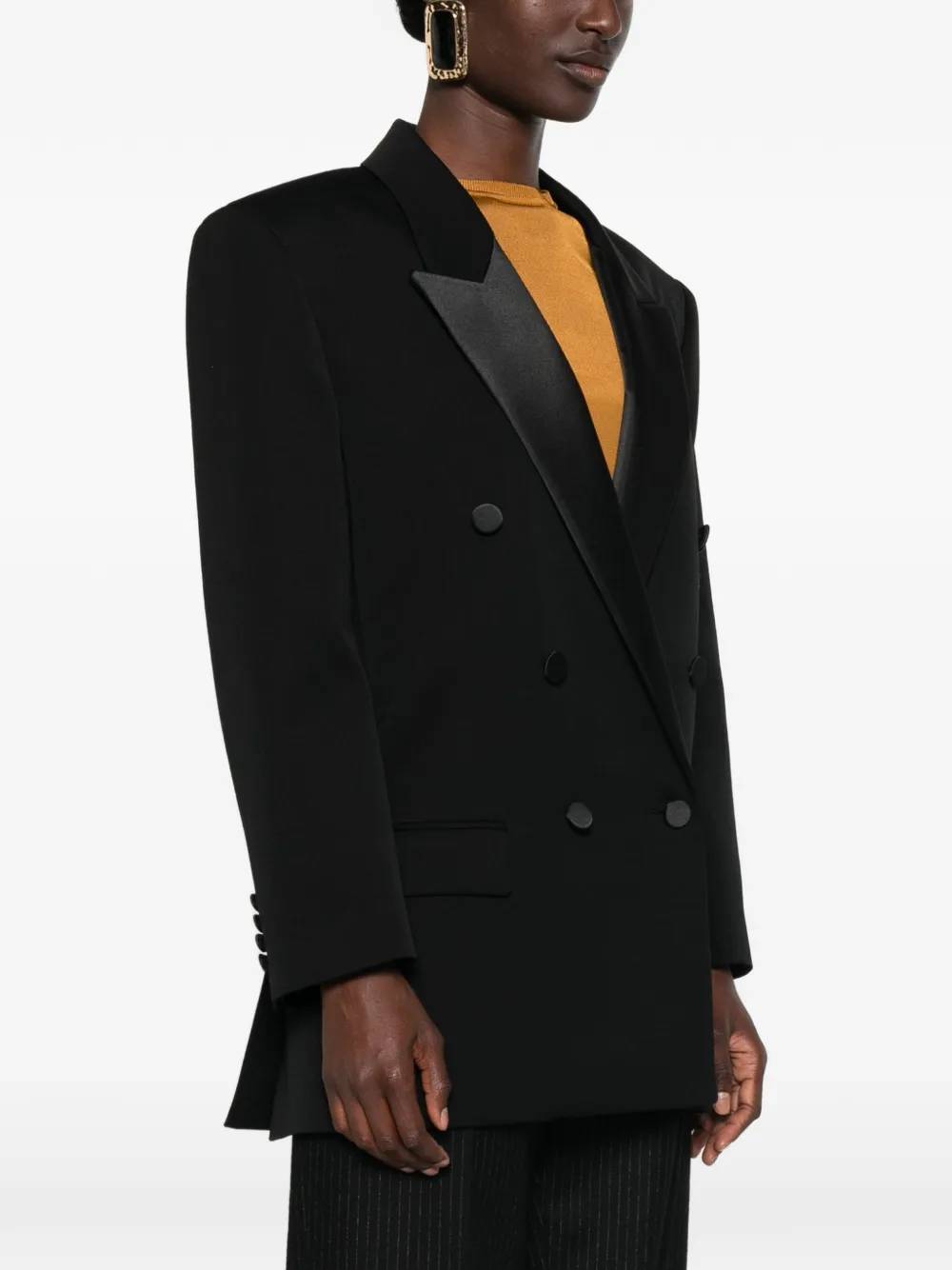 Saint Laurent double-breasted peak-lapels blazer Zwart