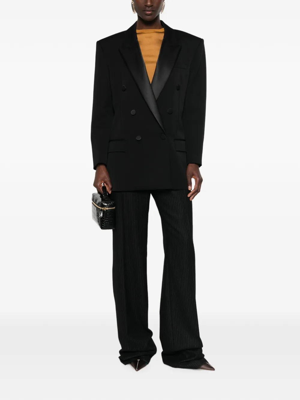Saint Laurent double-breasted peak-lapels blazer Zwart