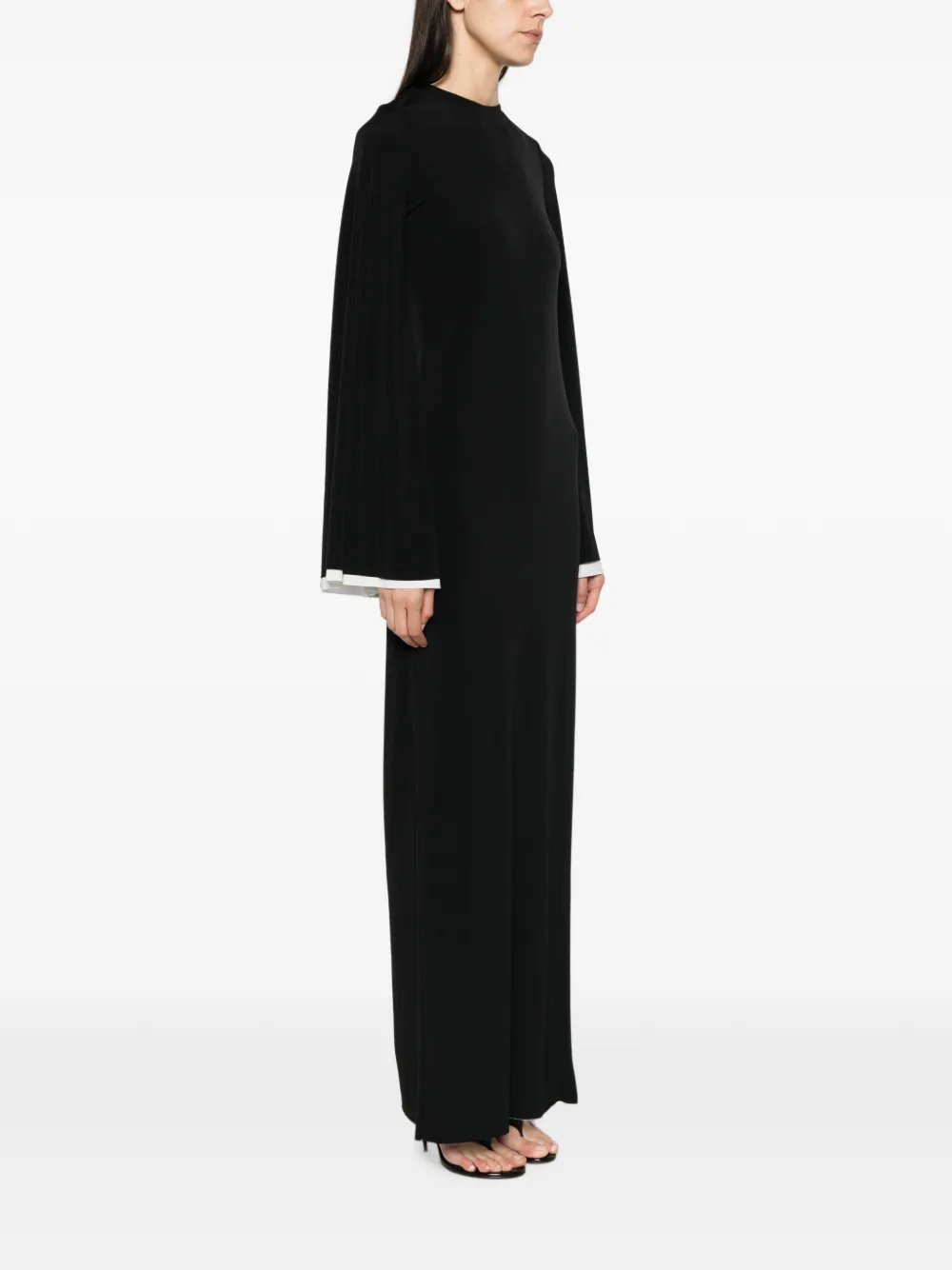 DARKPARK Jenna maxi-jurk met lange mouwen en manchetten met split Zwart