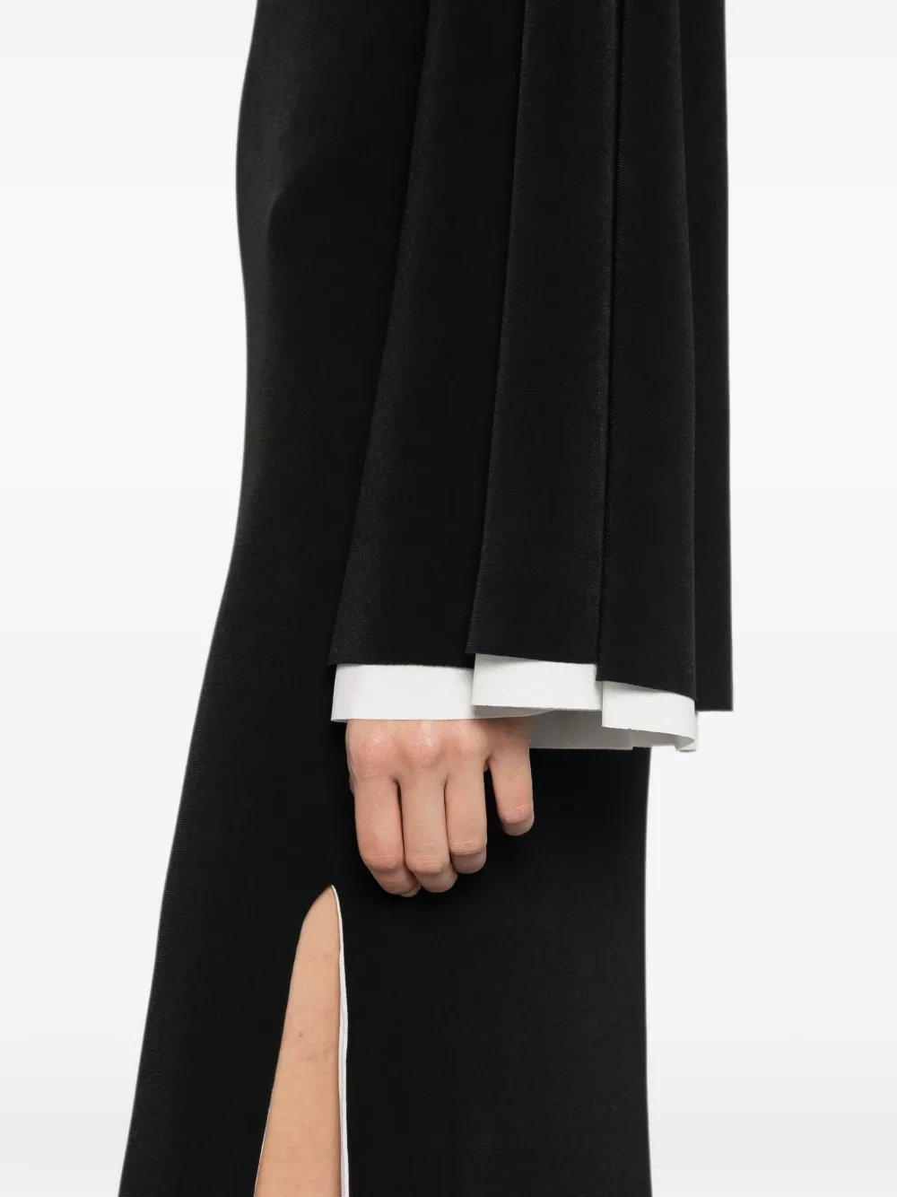 DARKPARK Jenna maxi-jurk met lange mouwen en manchetten met split Zwart
