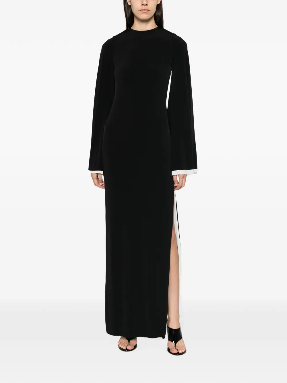 DARKPARK Jenna maxi-jurk met lange mouwen en manchetten met split Zwart