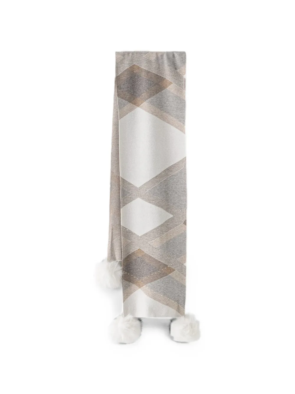 Joseph Ribkoff geometric-pattern pompom scarf - Toni neutri