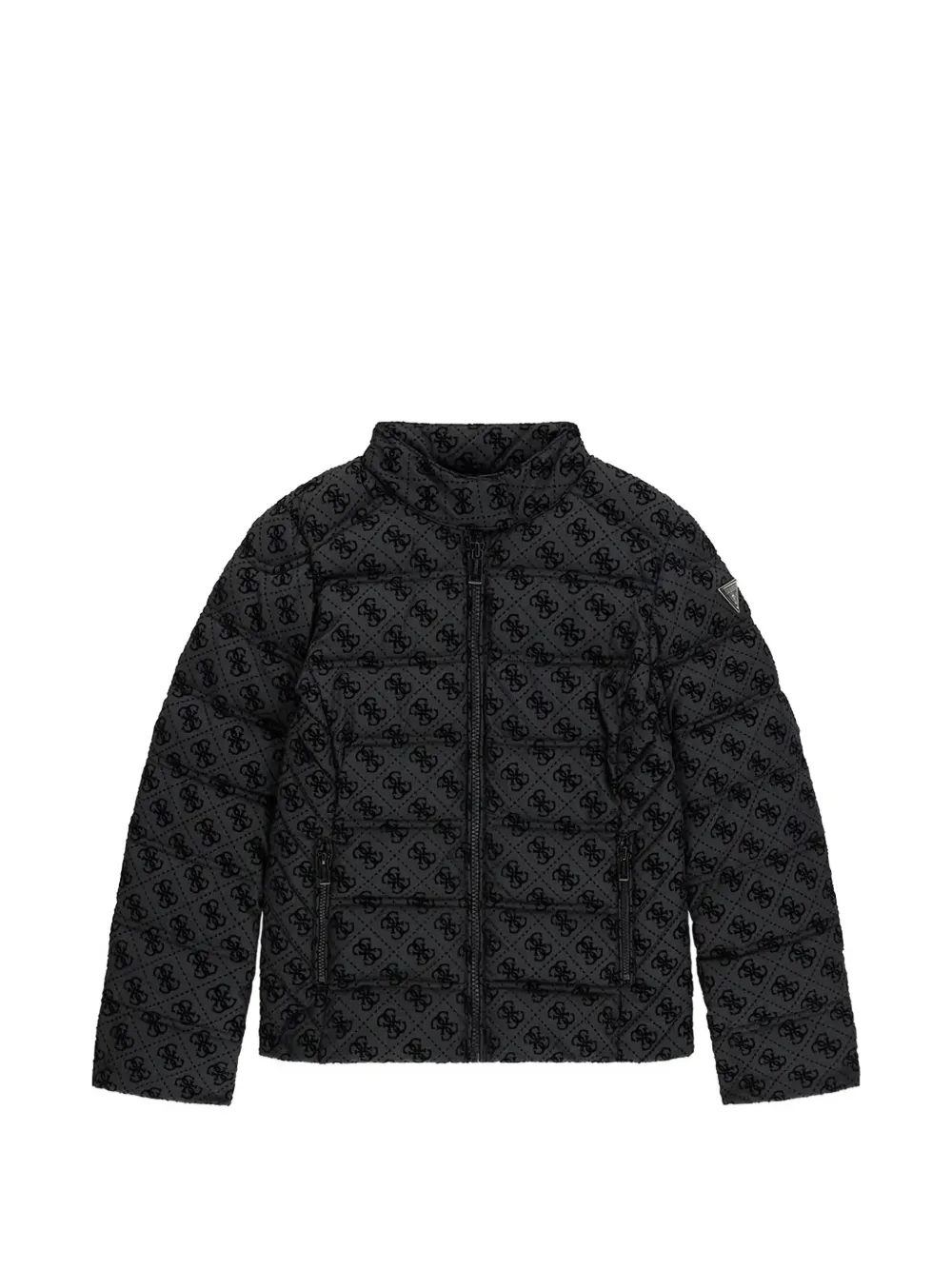 guess kids logo-print quilted jacket - Nero