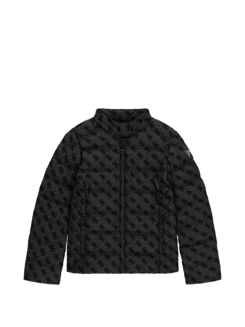 guess kids logo-print quilted jacket