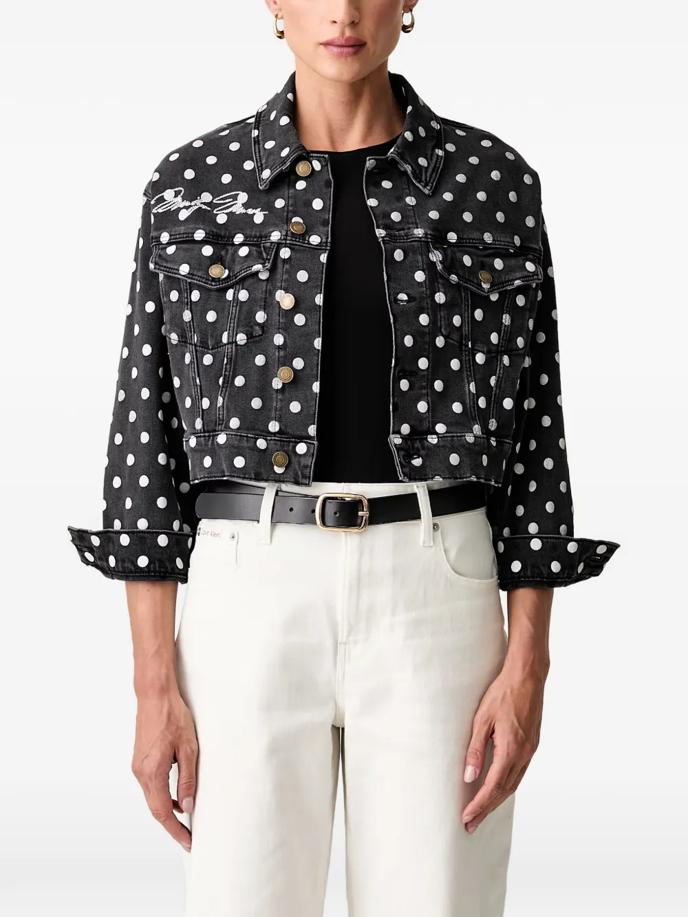 GUESS USA dot cropped jacket - Schwarz