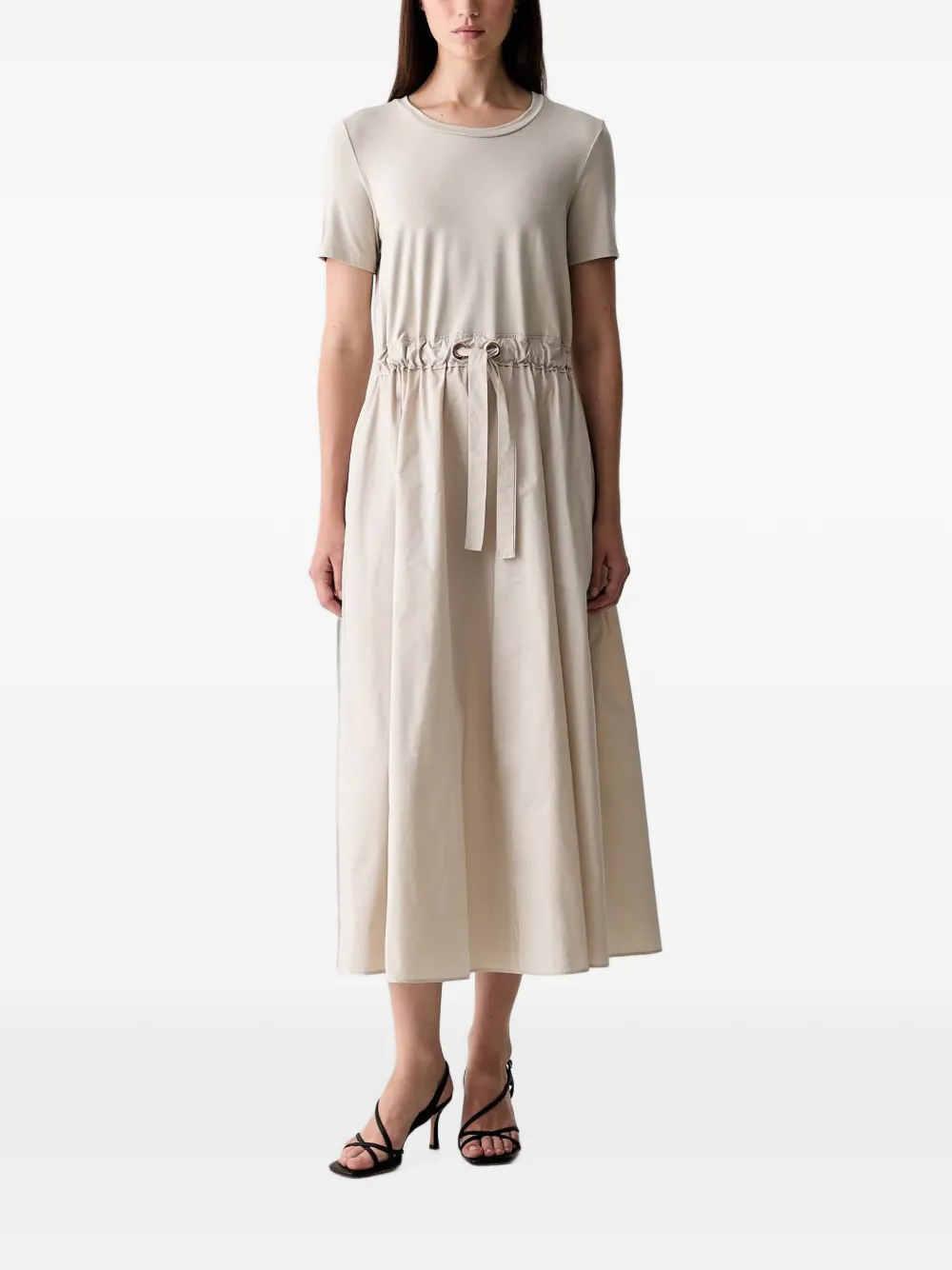 Joseph Ribkoff maxi drawstring-waist short-sleeve dress - Toni neutri