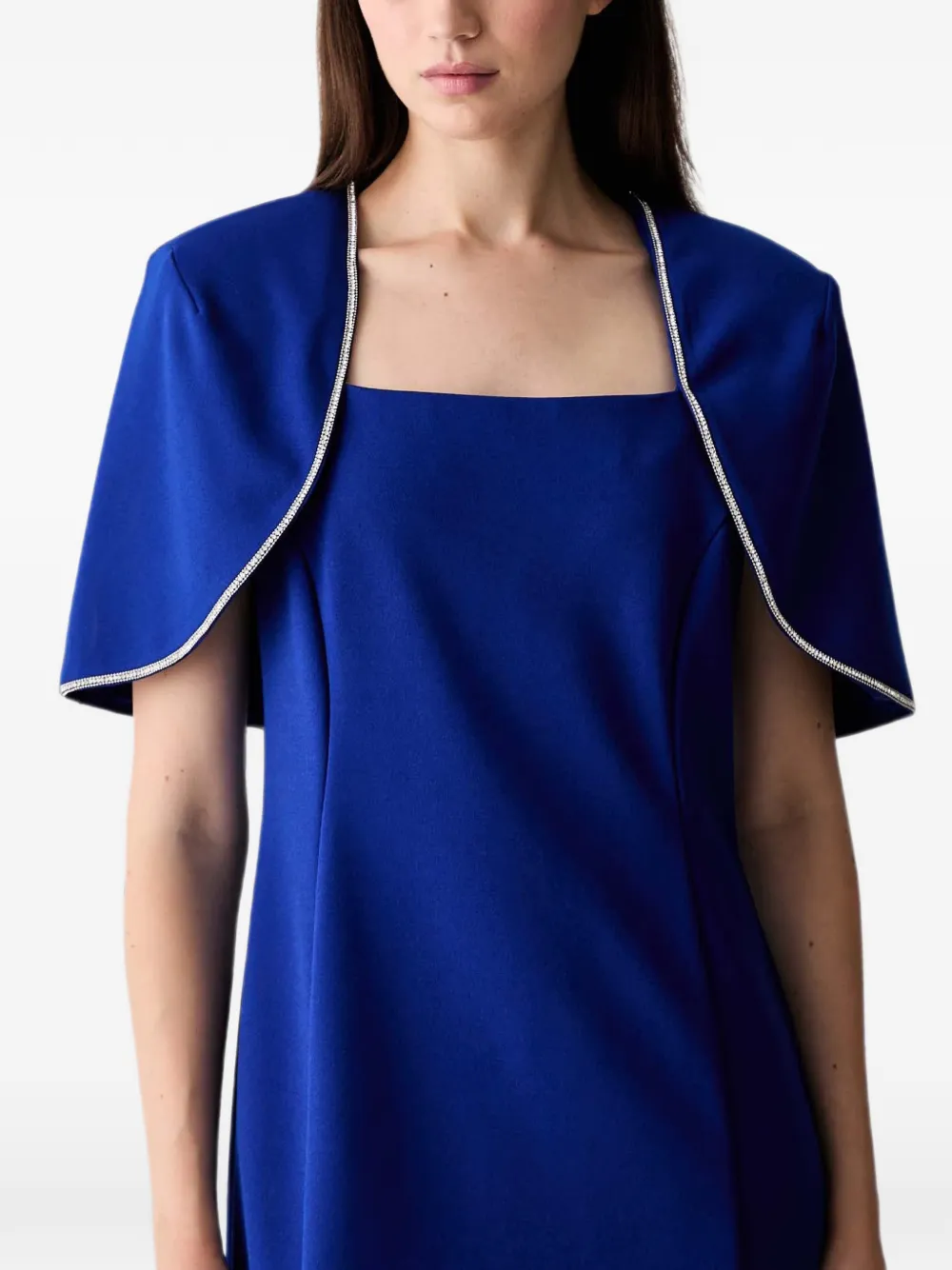 Joseph Ribkoff Midi-jurk verfraaid met kristallen en cape Blauw
