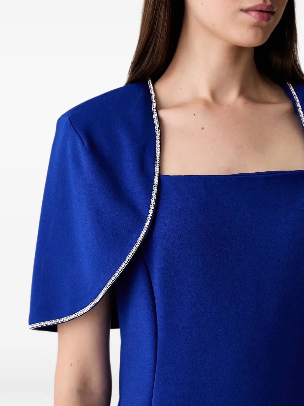 Joseph Ribkoff Midi-jurk verfraaid met kristallen en cape Blauw