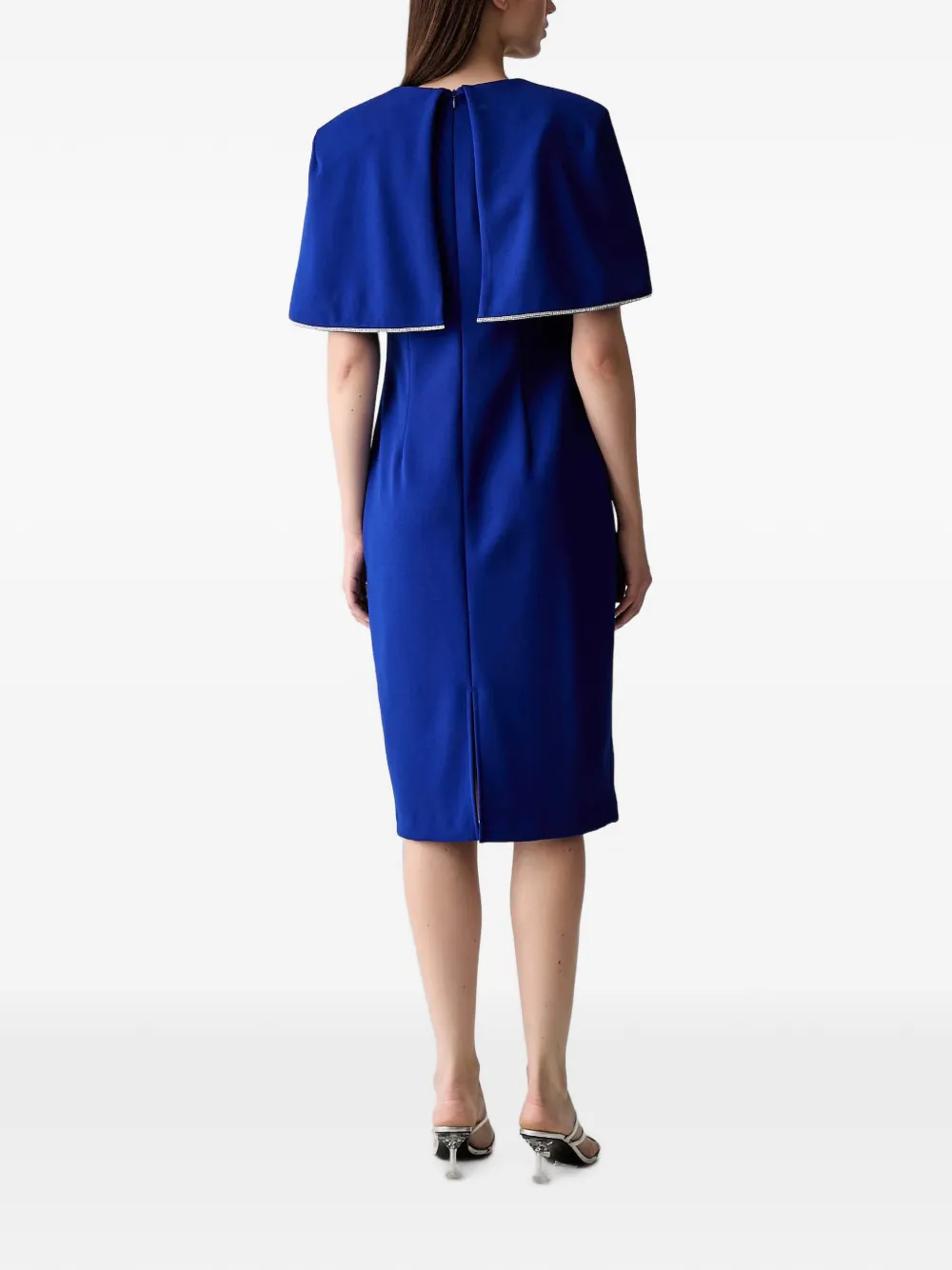 Joseph Ribkoff Midi-jurk verfraaid met kristallen en cape Blauw