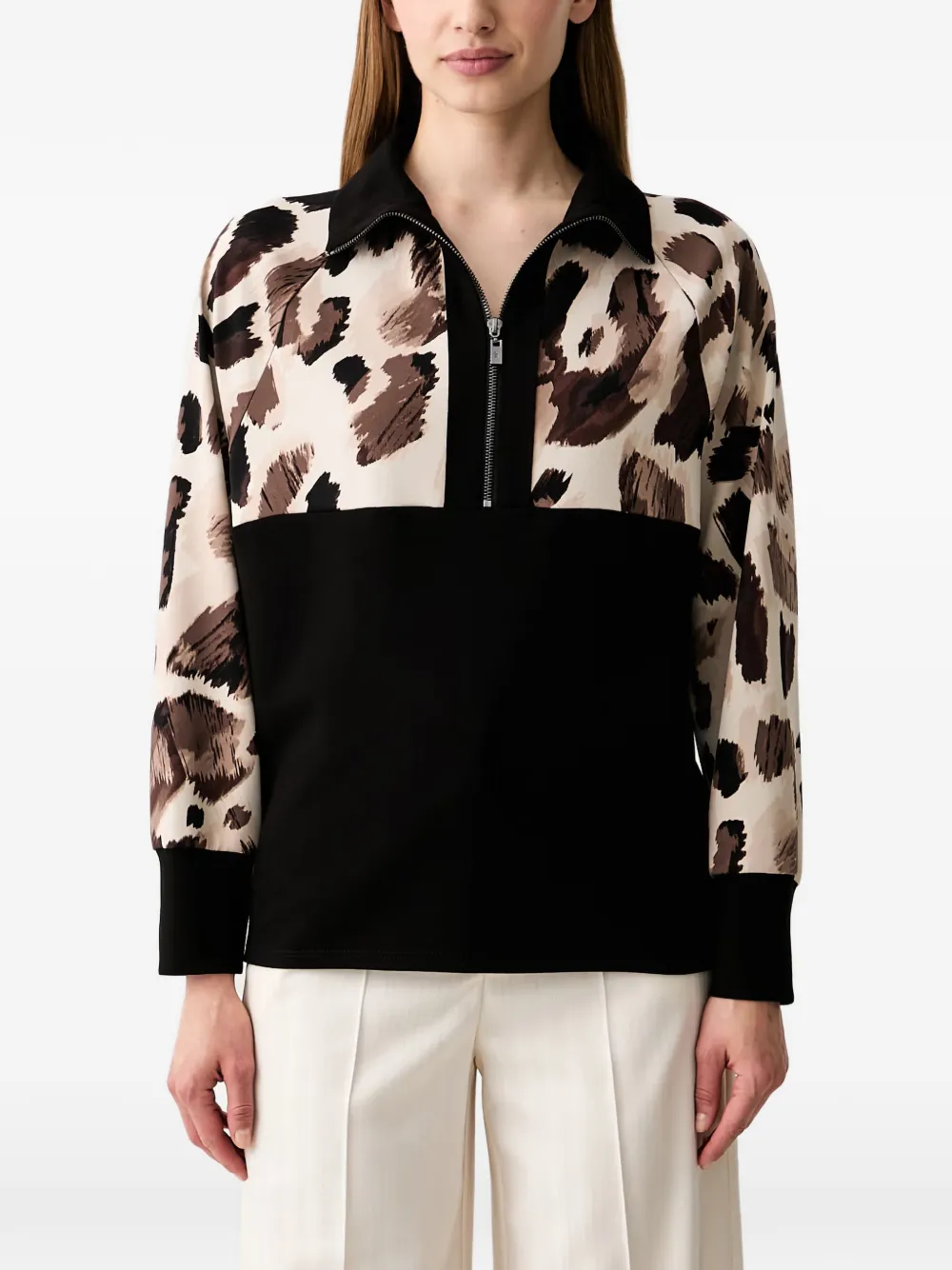 Joseph Ribkoff leopard-print colour-block top - Black