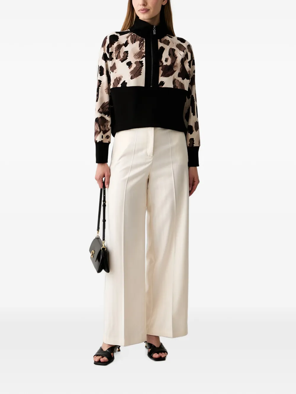 Joseph Ribkoff leopard-print colour-block top Zwart