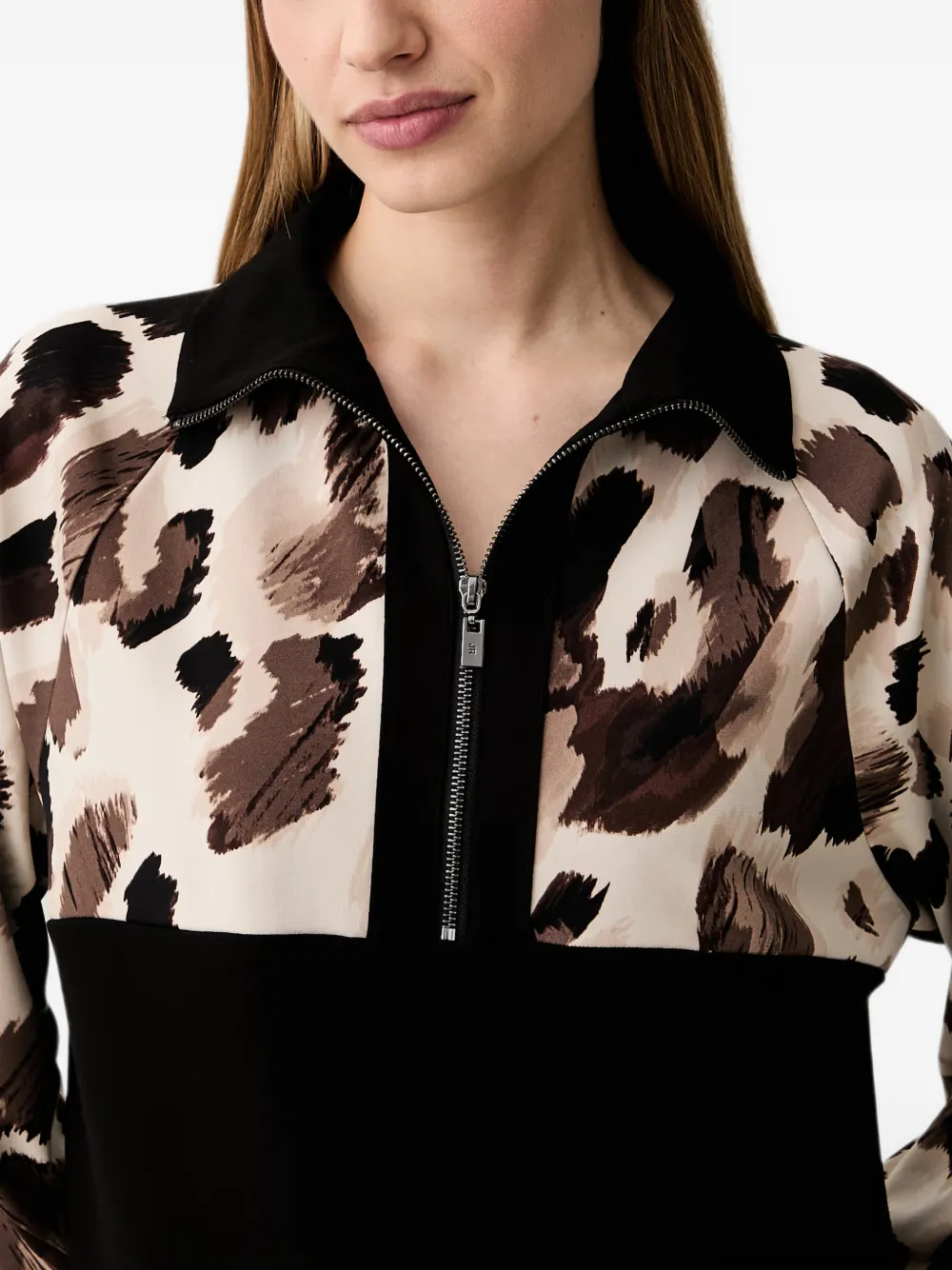 Joseph Ribkoff leopard-print colour-block top Zwart