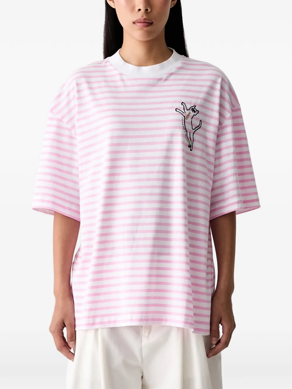 Iceberg Striped Embroidered T-shirt In Pink