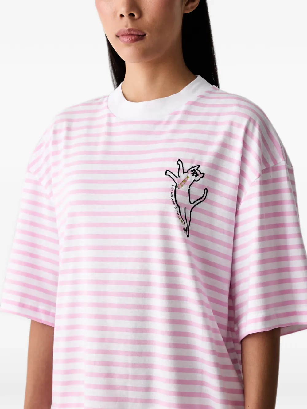 Iceberg Gestreept T-shirt met borduurwerk Roze