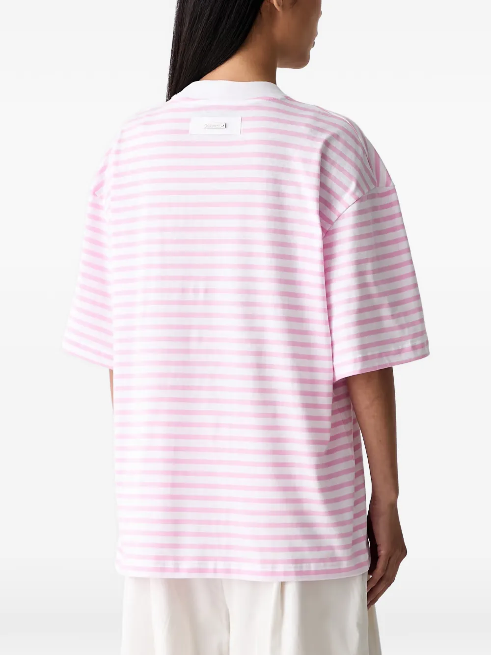 Iceberg Gestreept T-shirt met borduurwerk Roze