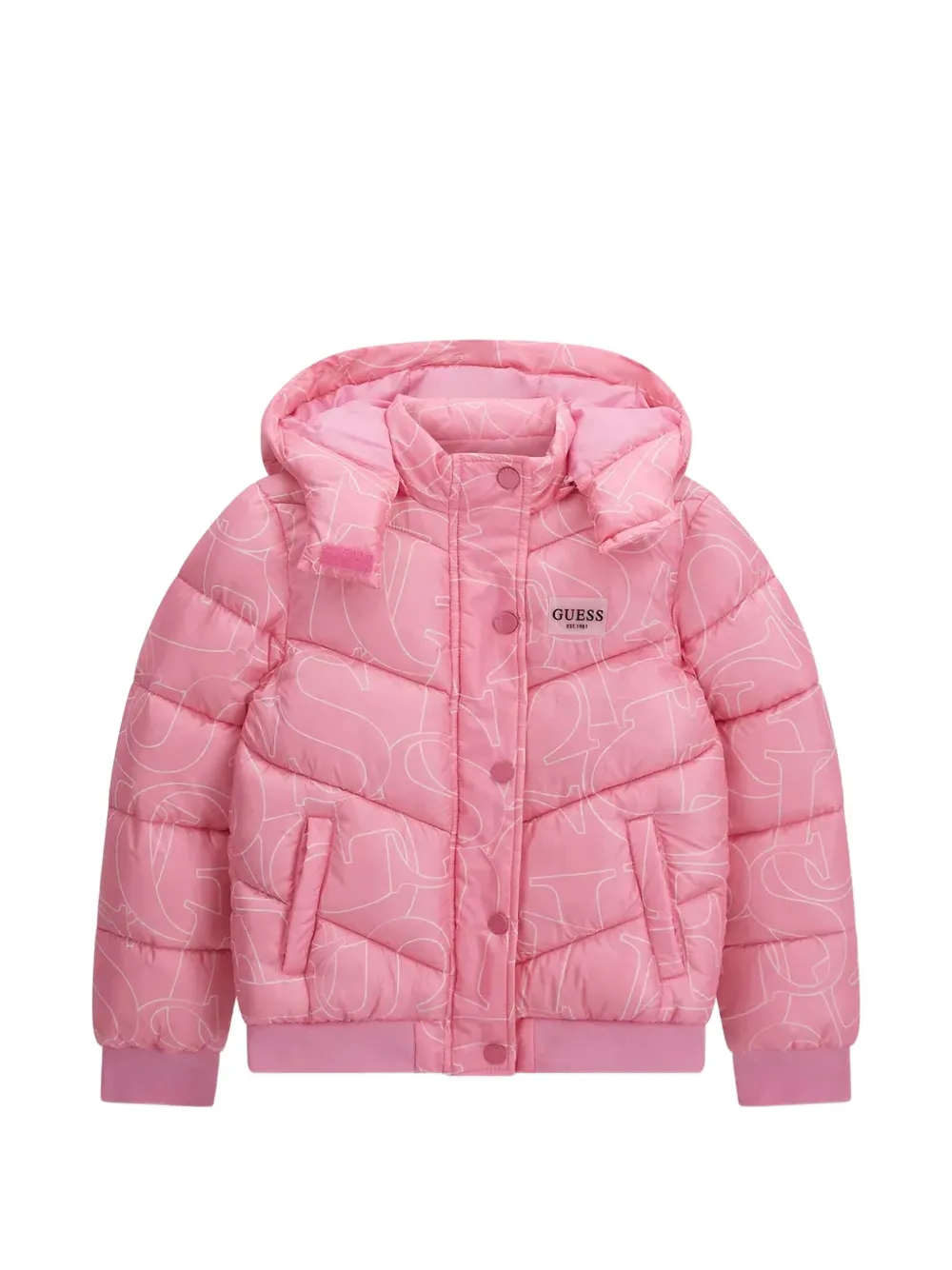 guess kids logo-print padded jacket - Rosa