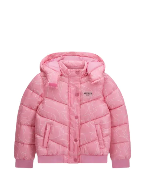 guess kids logo-print padded jacket