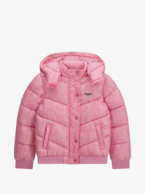 guess kids logo-print padded jacket