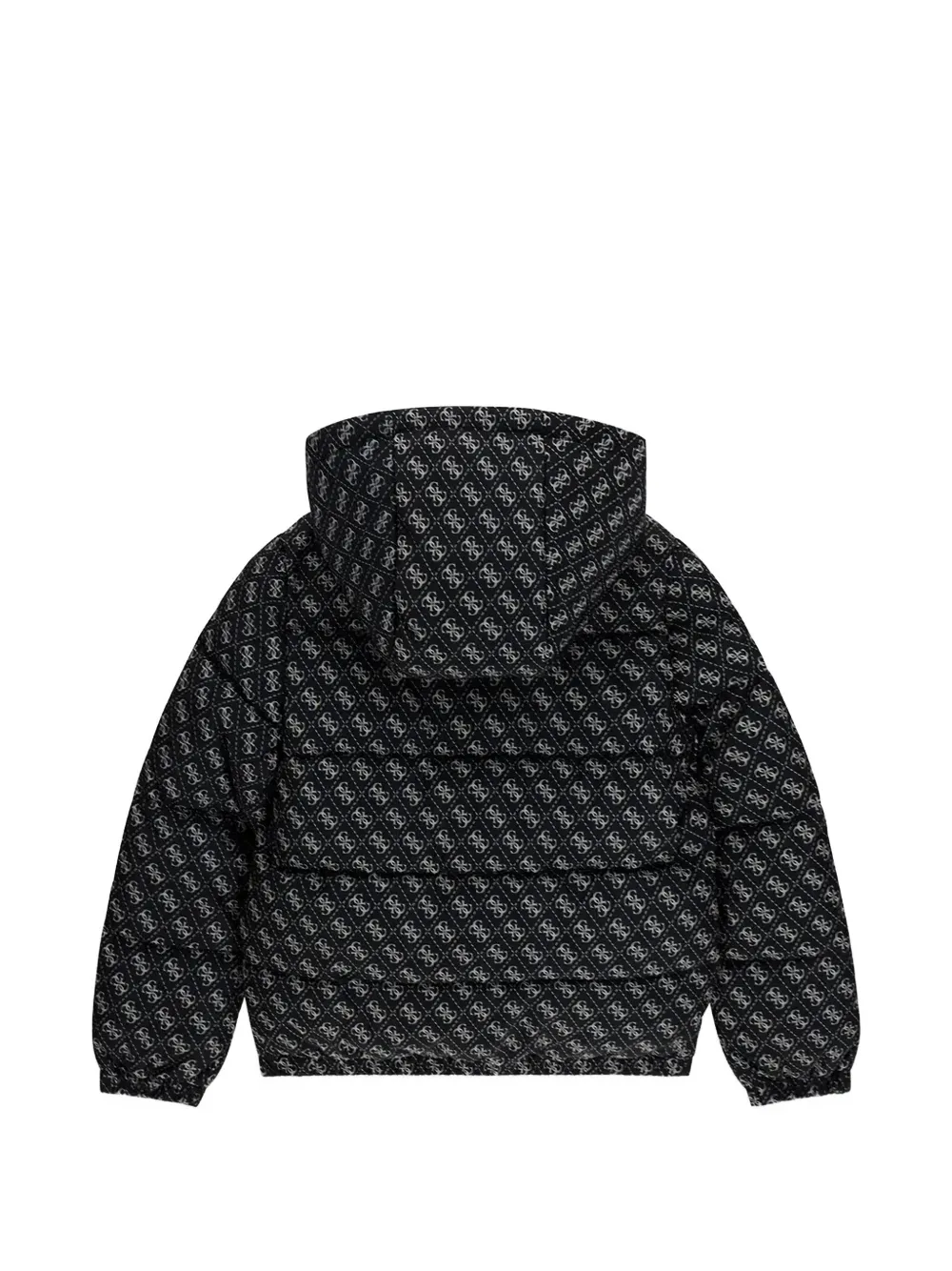 guess kids monogram-print logo-patch jacket Zwart