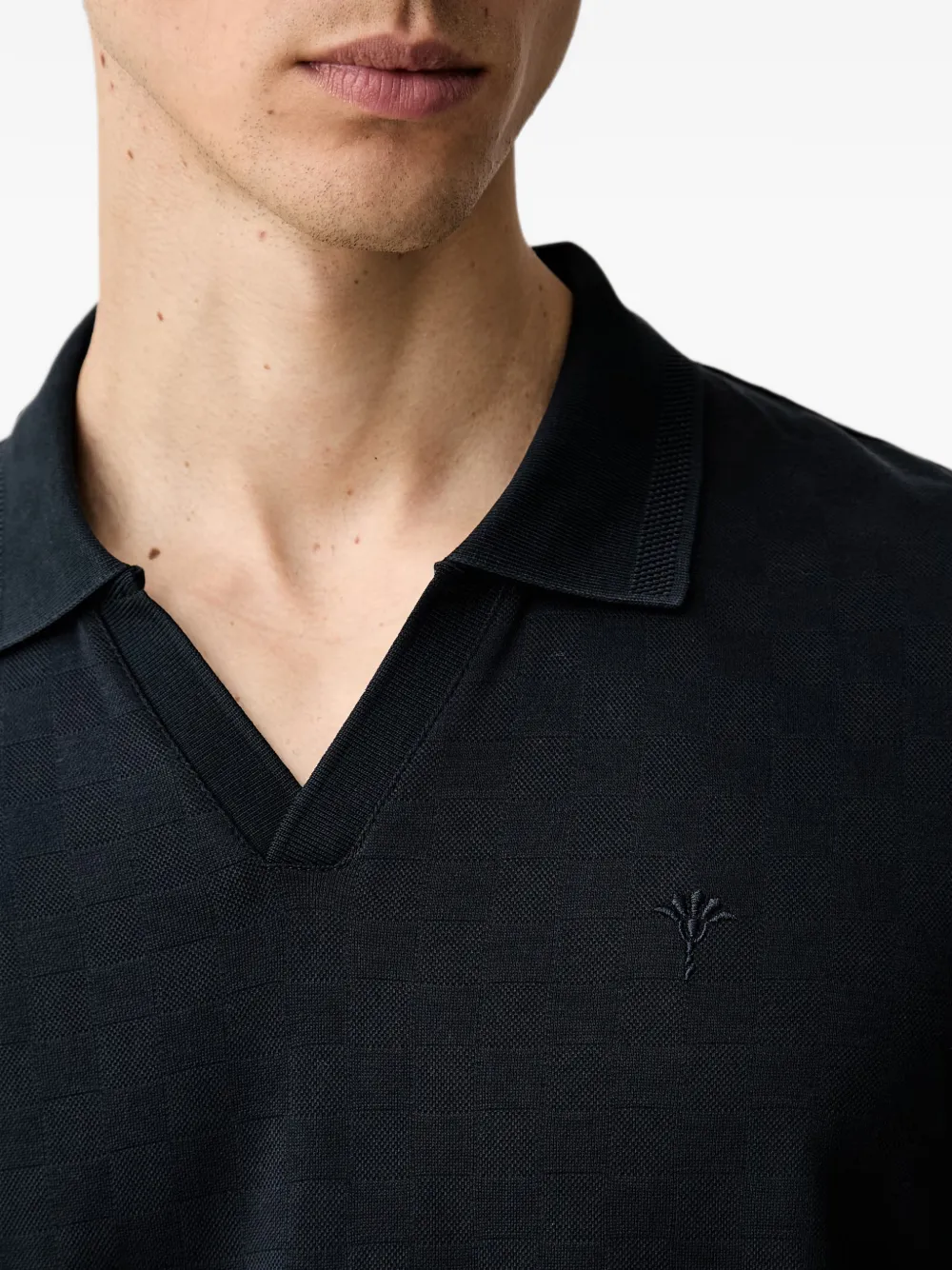 Joop Check-pattern V-neck T-shirt In Blue