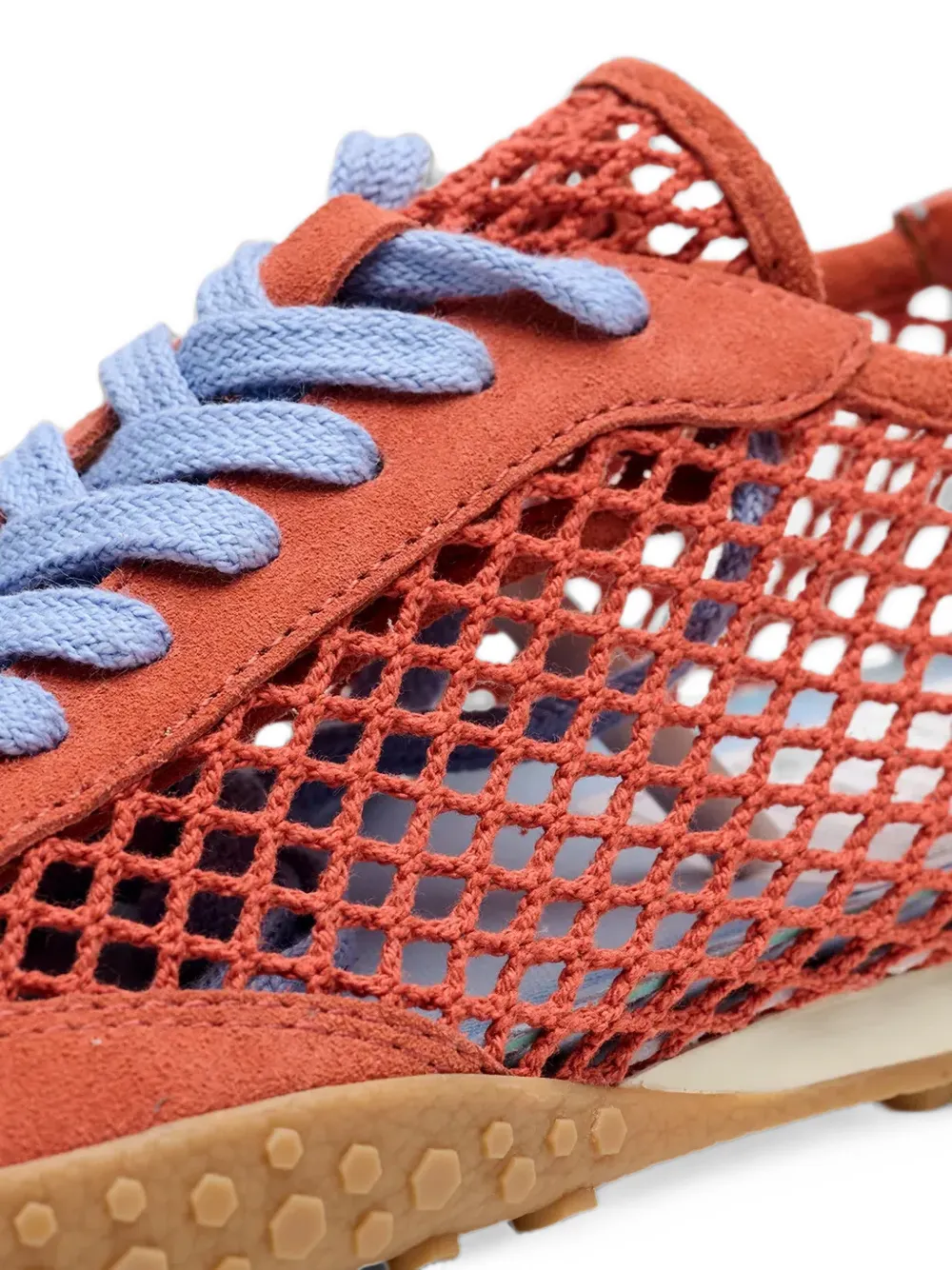 Hoff Bridge Fishnet suede-panelled mesh sneakers Oranje