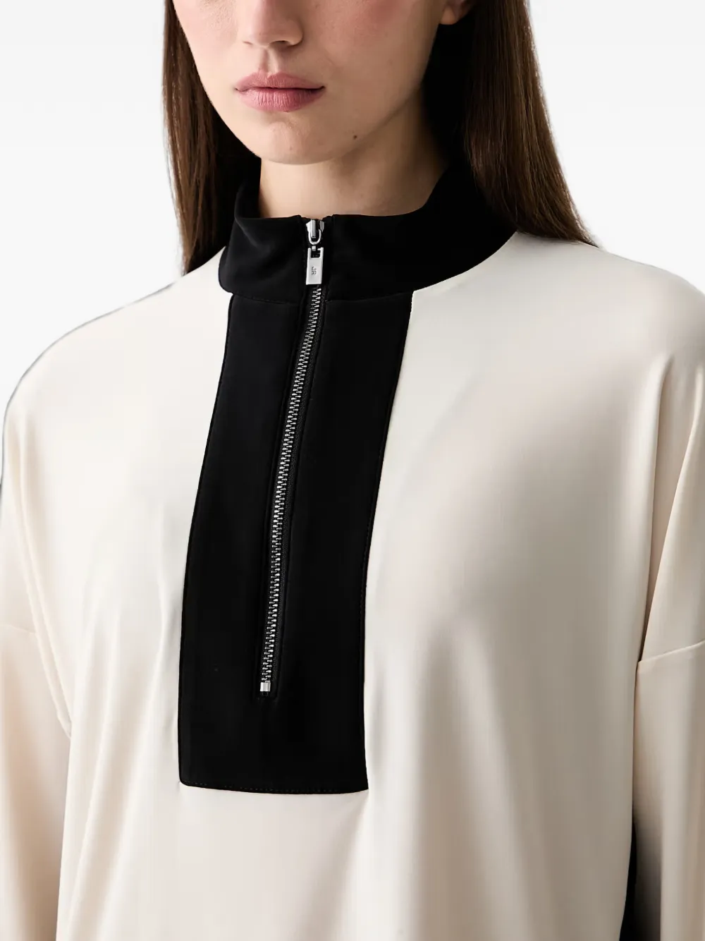 Joseph Ribkoff Tweekleurige blouse met rits Beige