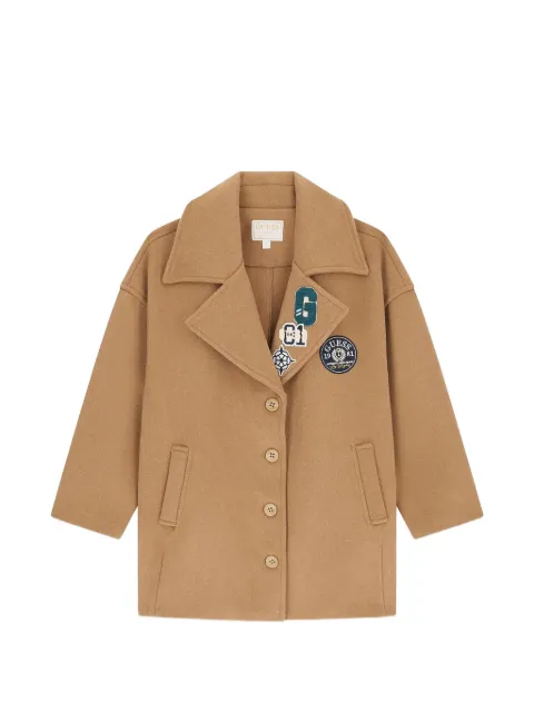 guess kids logo-patch notched-lapels coat