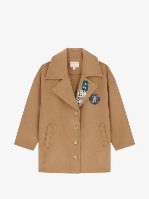 guess kids logo-patch notched-lapels coat