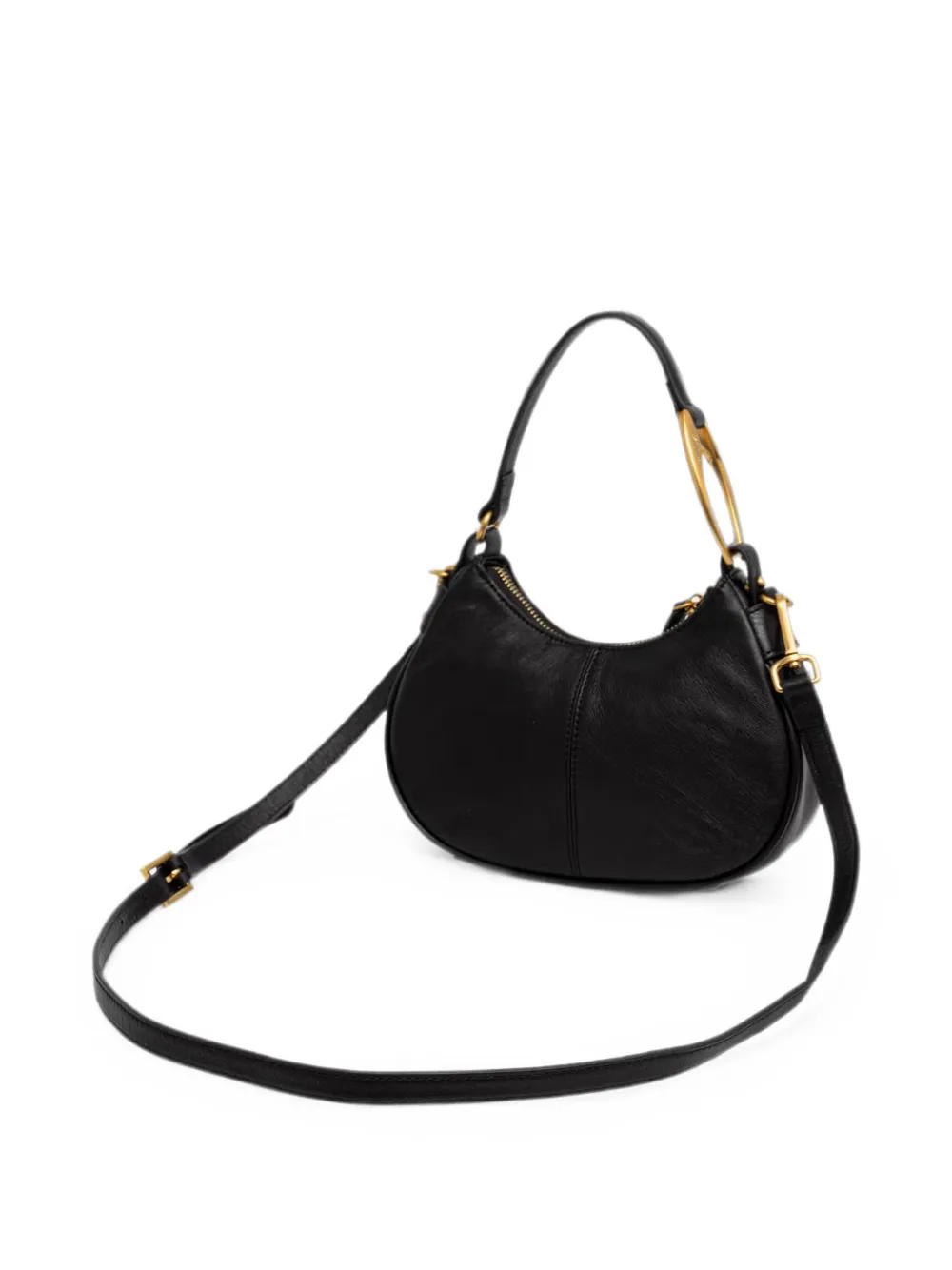 TWINSET logo-debossed leather shoulder bag Zwart