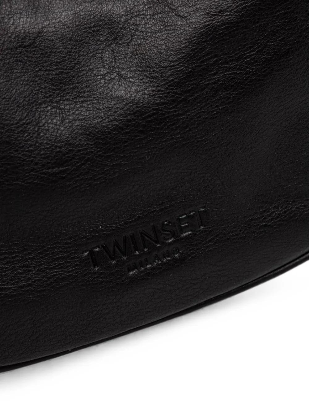 TWINSET logo-debossed leather shoulder bag Zwart
