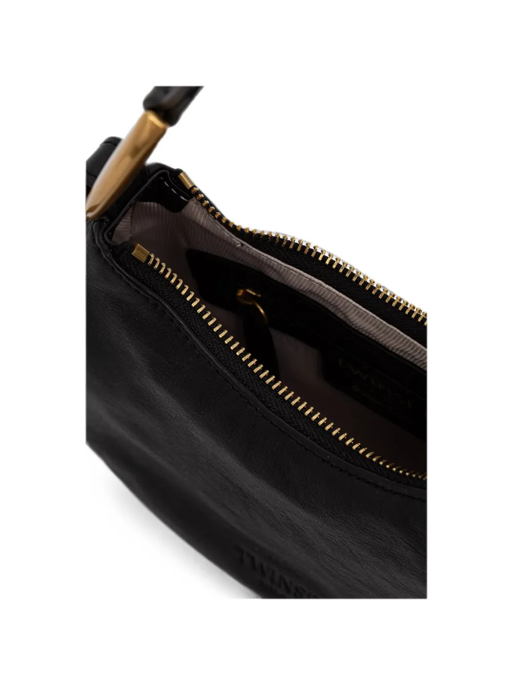 TWINSET logo-debossed leather shoulder bag Zwart