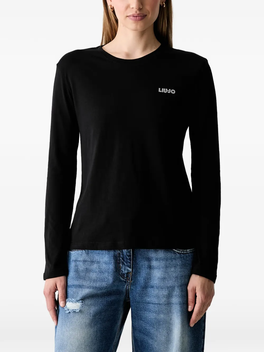 LIU JO logo-embellished long-sleeve T-shirt - Nero