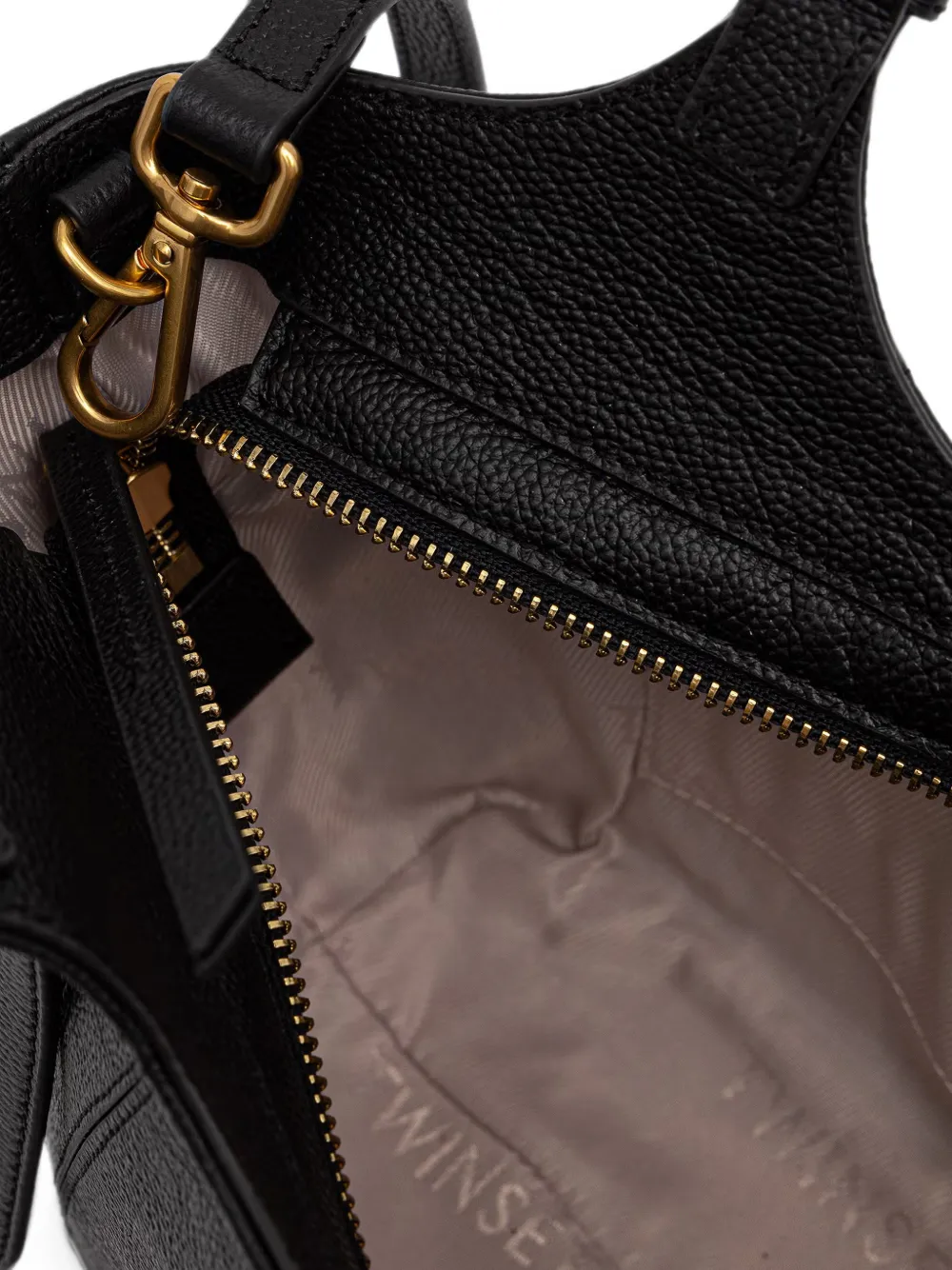 TWINSET quilted bowler bag with logo Zwart