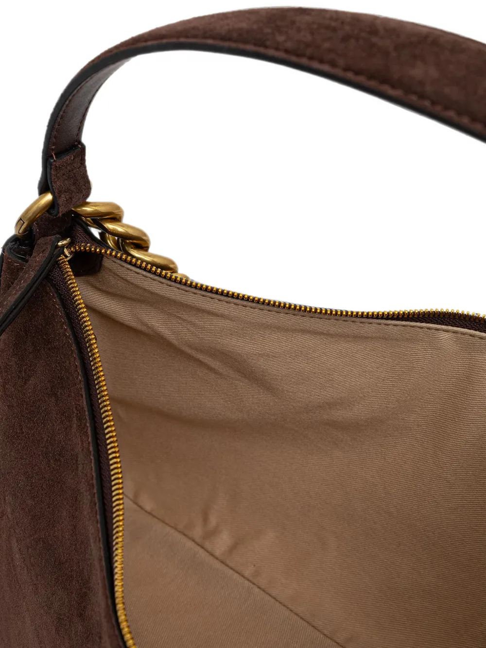 TWINSET Suède shopper met ketting Bruin