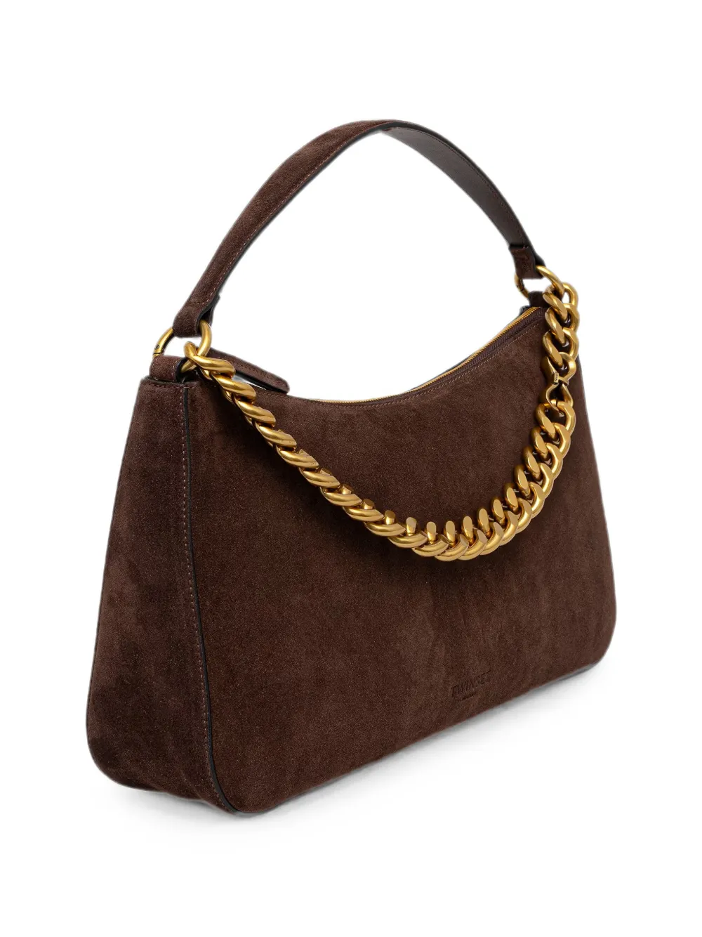 TWINSET Suède shopper met ketting Bruin